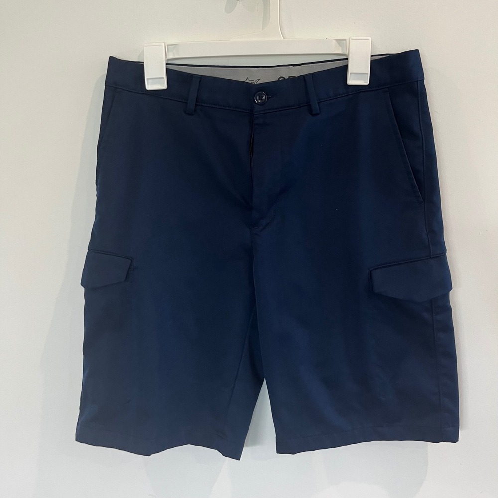 Greg Norman for Tasso Elba Navy Blue Golf Cargo Shorts Mens 30 Performance